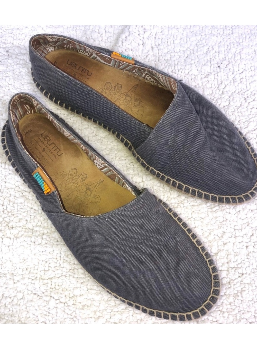 Ubuntu Afridrille espadrille shoes flats women’s size 10 slate/gray/blue cotton